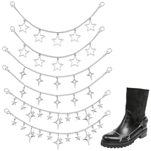 BENECREAT Chaînes Bottes Lacets Étoile Inox Argent 6pcs