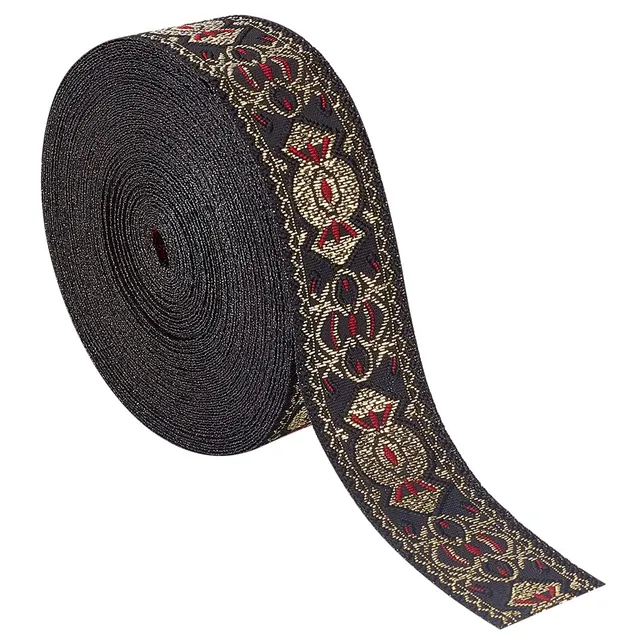 BENECREAT Ruban Jacquard Vintage Noir 25mm 10m