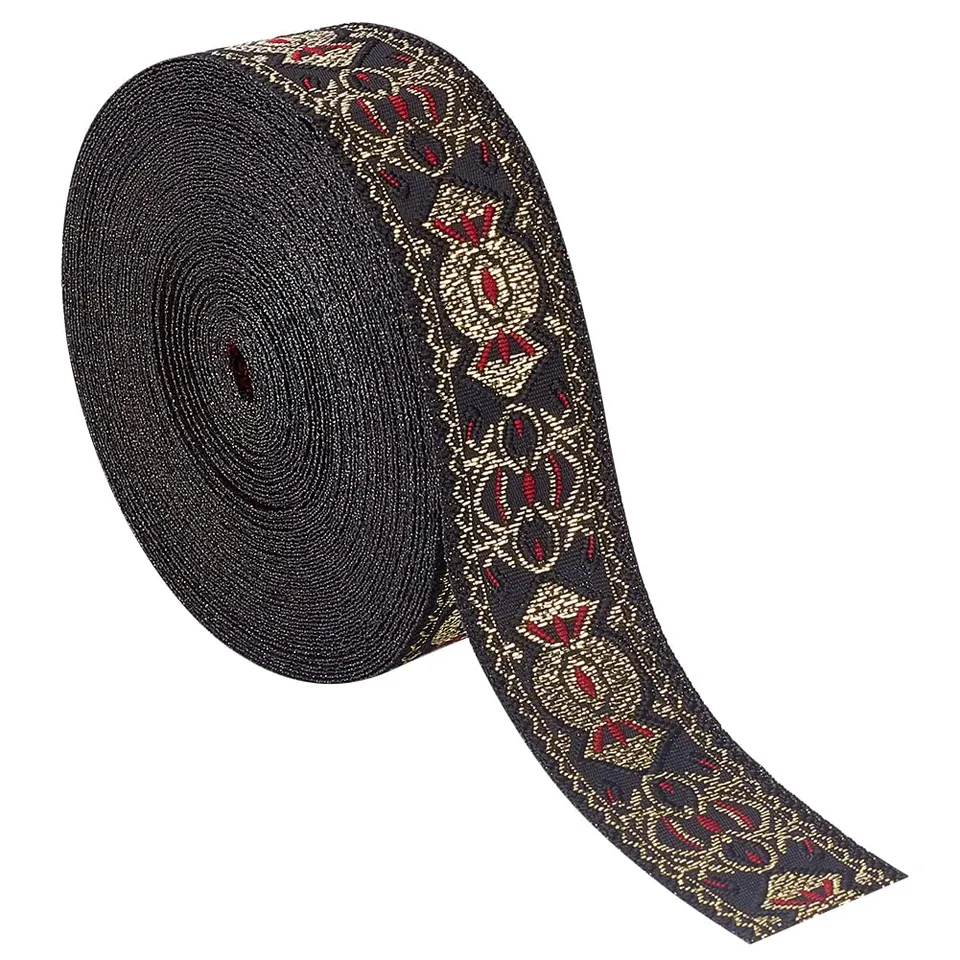BENECREAT Ruban Jacquard Vintage Noir 25mm 10m