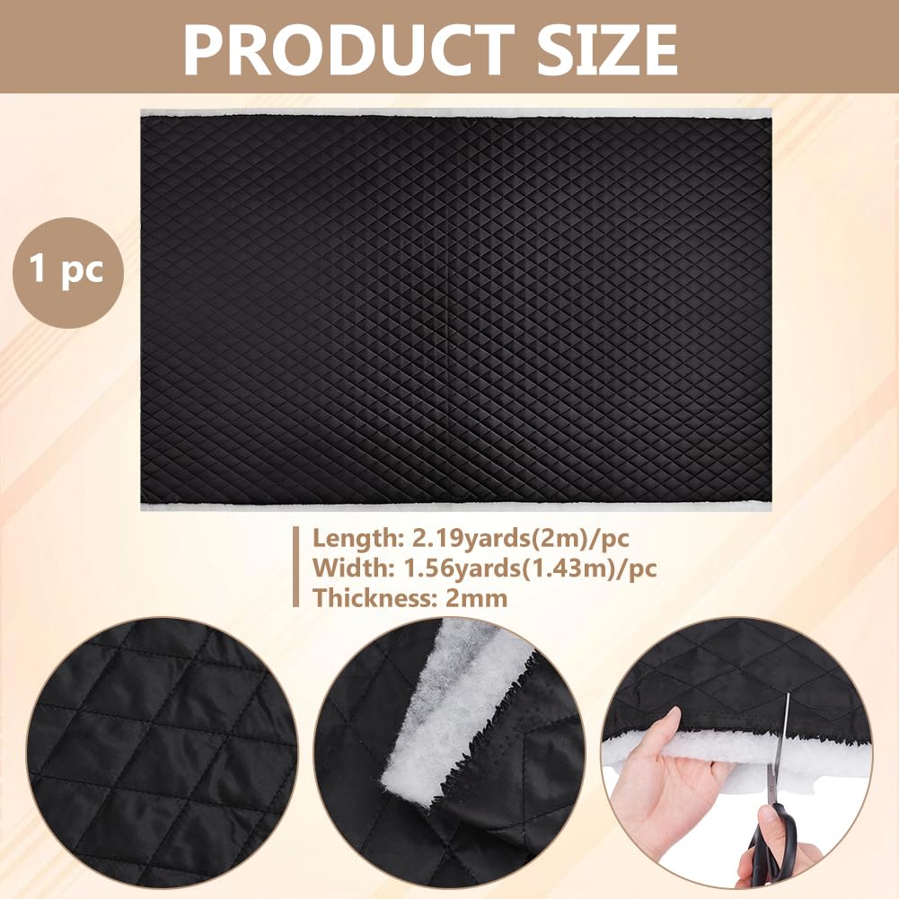BENECREAT tissu doublure matelassé noir 2m polyester losange