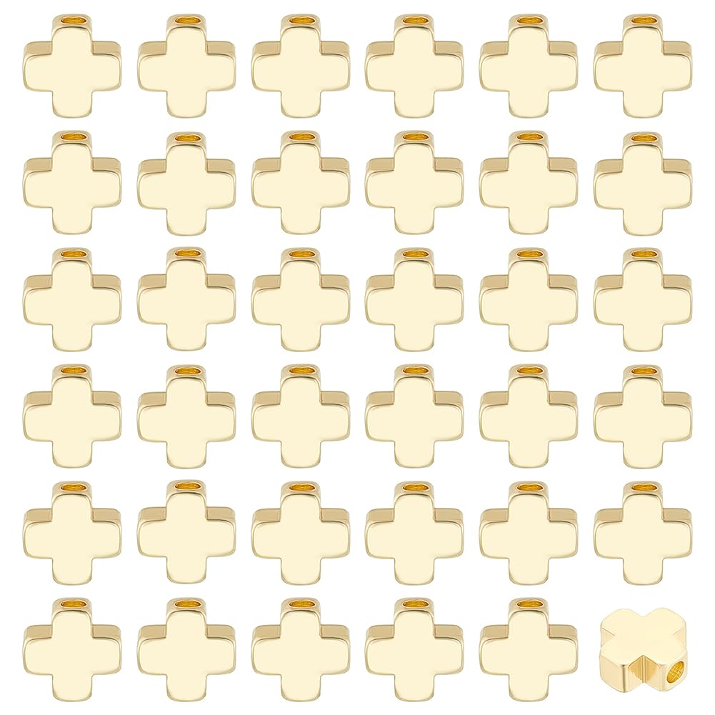 BENECREAT Perles Croix Argent 6x6x3 mm 60 Pièces