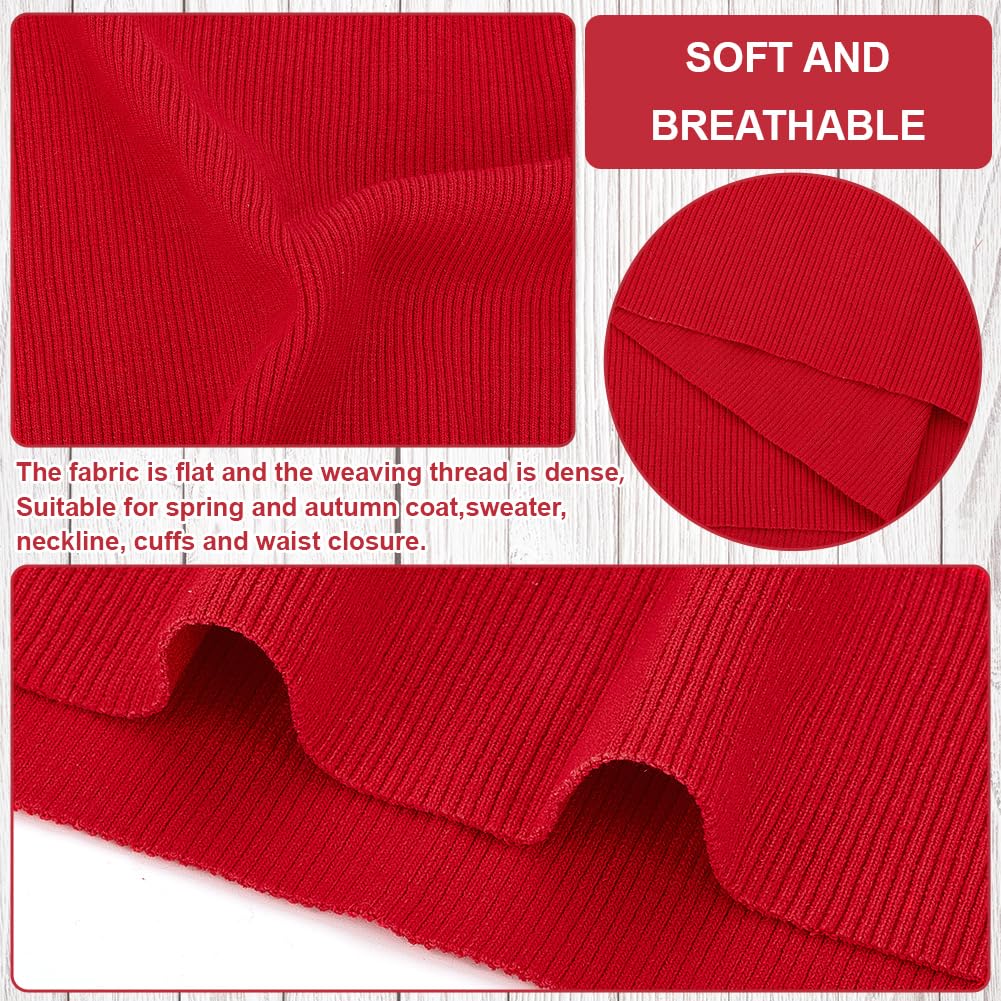 BENECREAT Tissu Bord Côte Rouge 22x63cm Élastique Couture