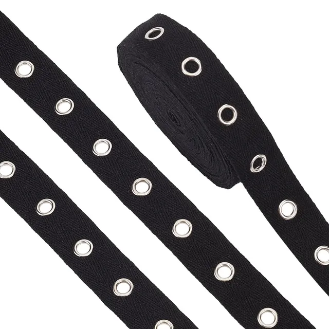 BENECREAT ruban œillets noir coton 25 mm 5,7 m