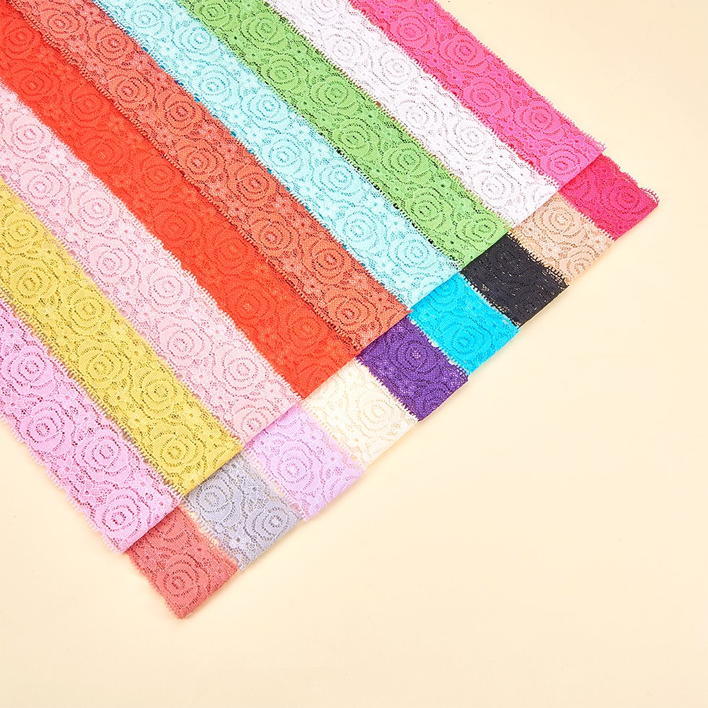 BENECREAT 18 Couleurs Ruban Dentelle Élastique 40mm 18 Yards