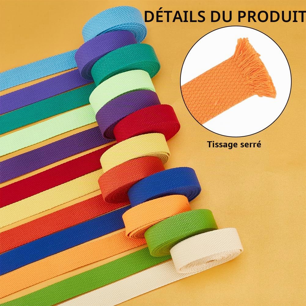 BENECREAT Sangle Polycoton 25 mm 36 m 12 Couleurs Vives