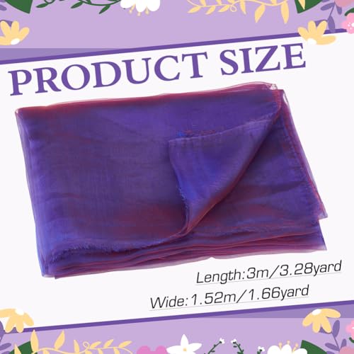BENECREAT Tissu organza bicolore bleu roi 152 cm x 3 m