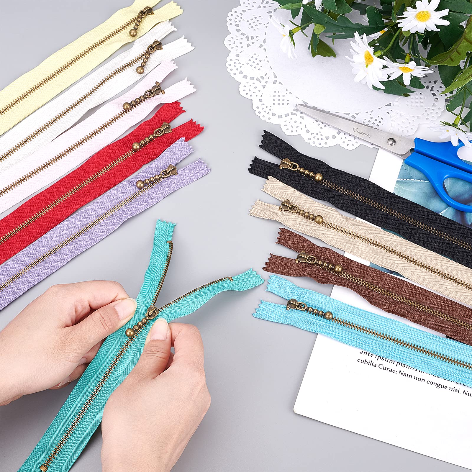 BENECREAT Fermeture Éclair Nylon 24cm 10 Couleurs x20