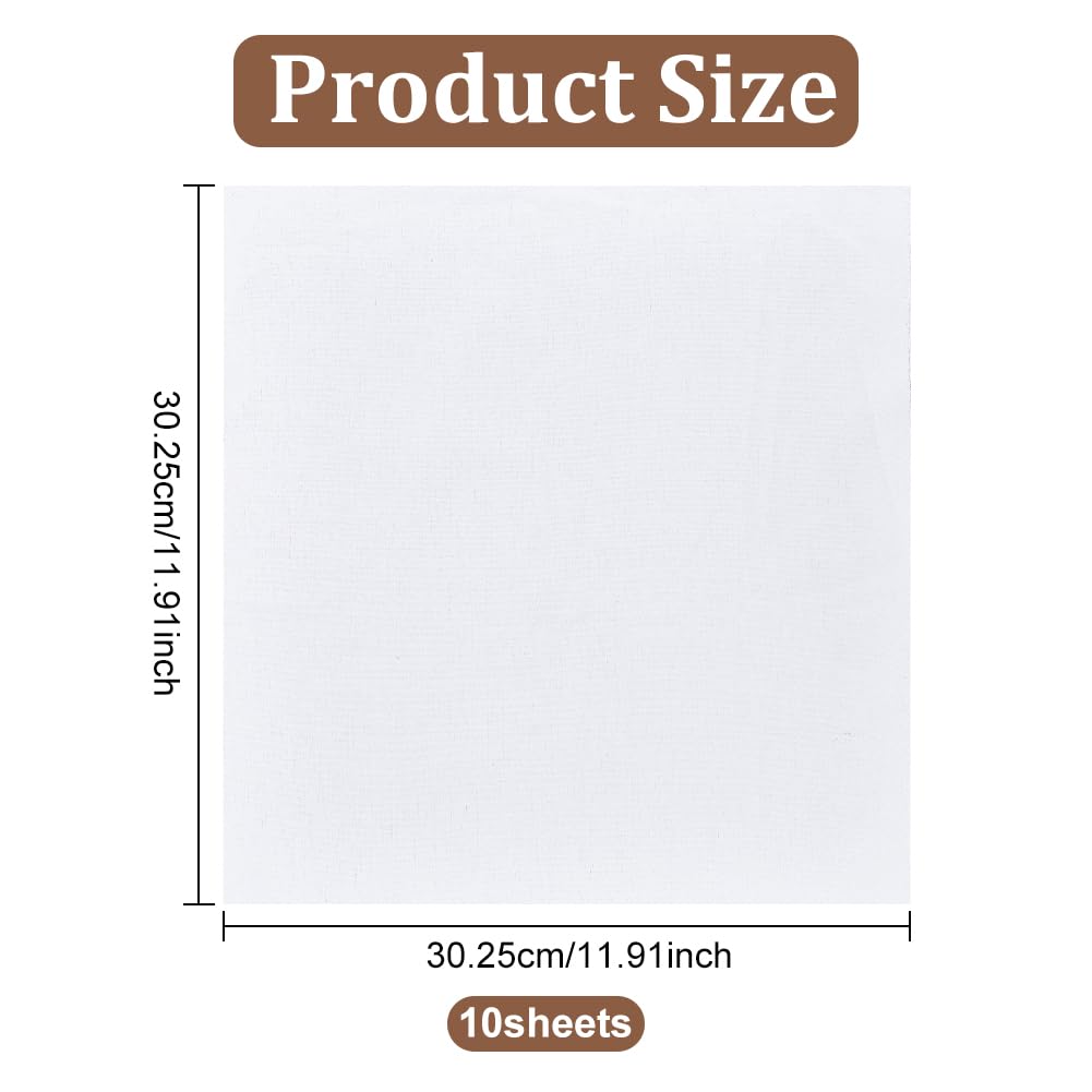 BENECREAT Tissu broderie coton blanc 30 cm 10 pièces
