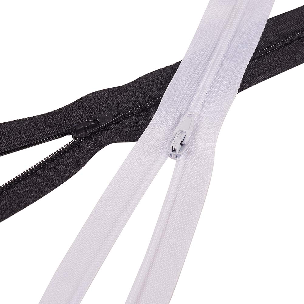 BENECREAT Fermeture Invisible Nylon 24cm Noir Blanc 100pcs