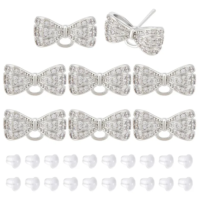 BENECREAT Clous boucle d'oreille zircon platine lot 8 argenté