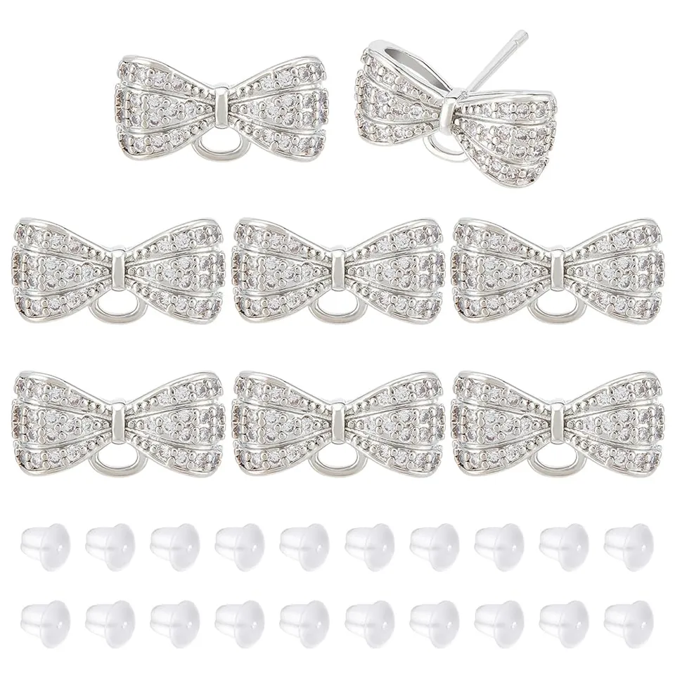 BENECREAT Clous boucle d'oreille zircon platine lot 8 argenté