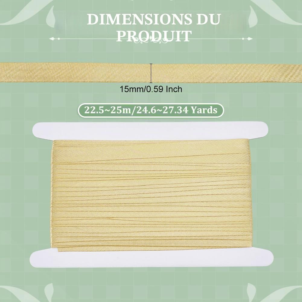 BENECREAT Biais Simple Plié Doré 25 m 15 mm Polyester