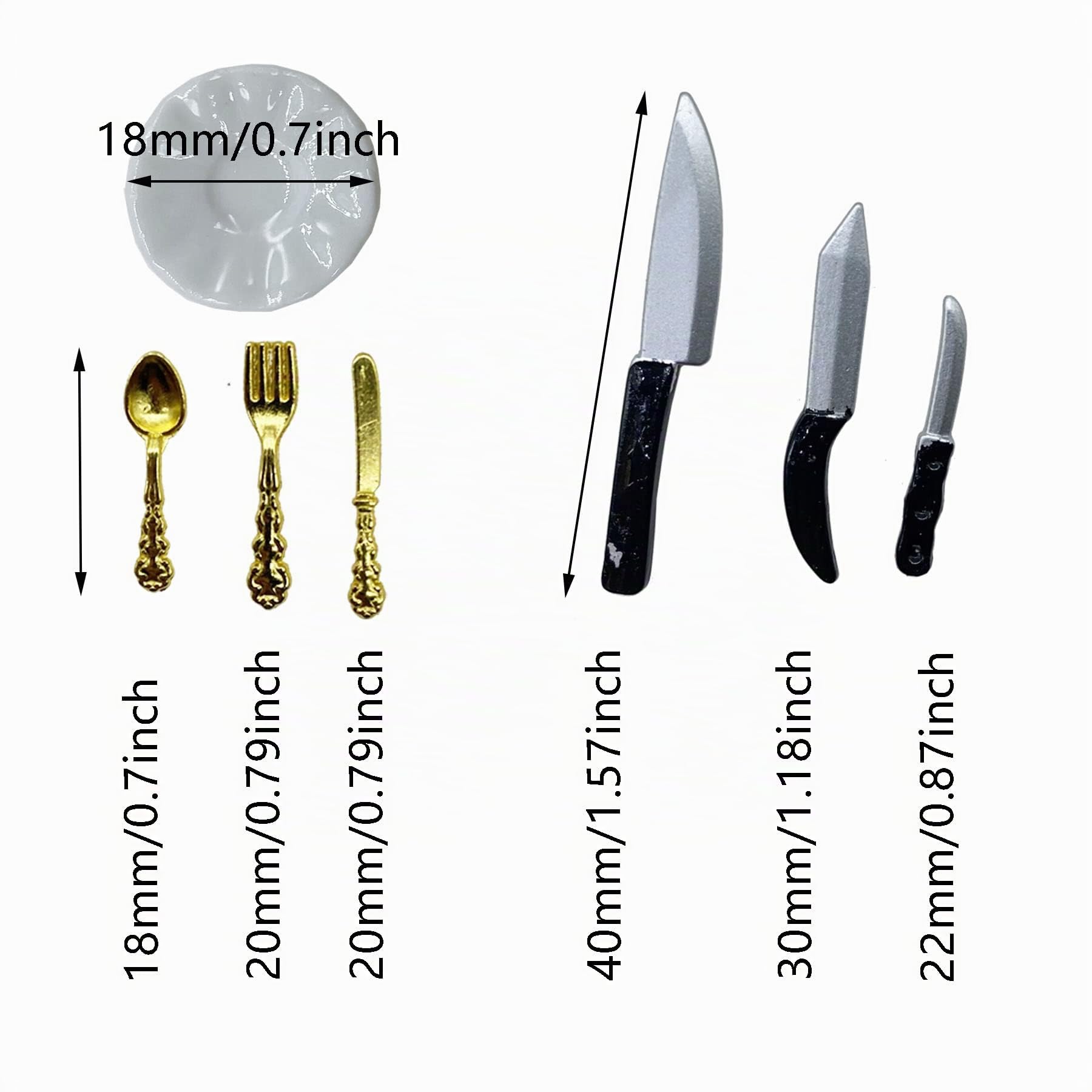 Cayway Accessoires Cuisine Miniature 28 Pièces Métal Bois