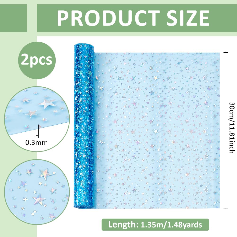 BENECREAT Feuille Vinyle Holographique Bleu Ciel Lot 2