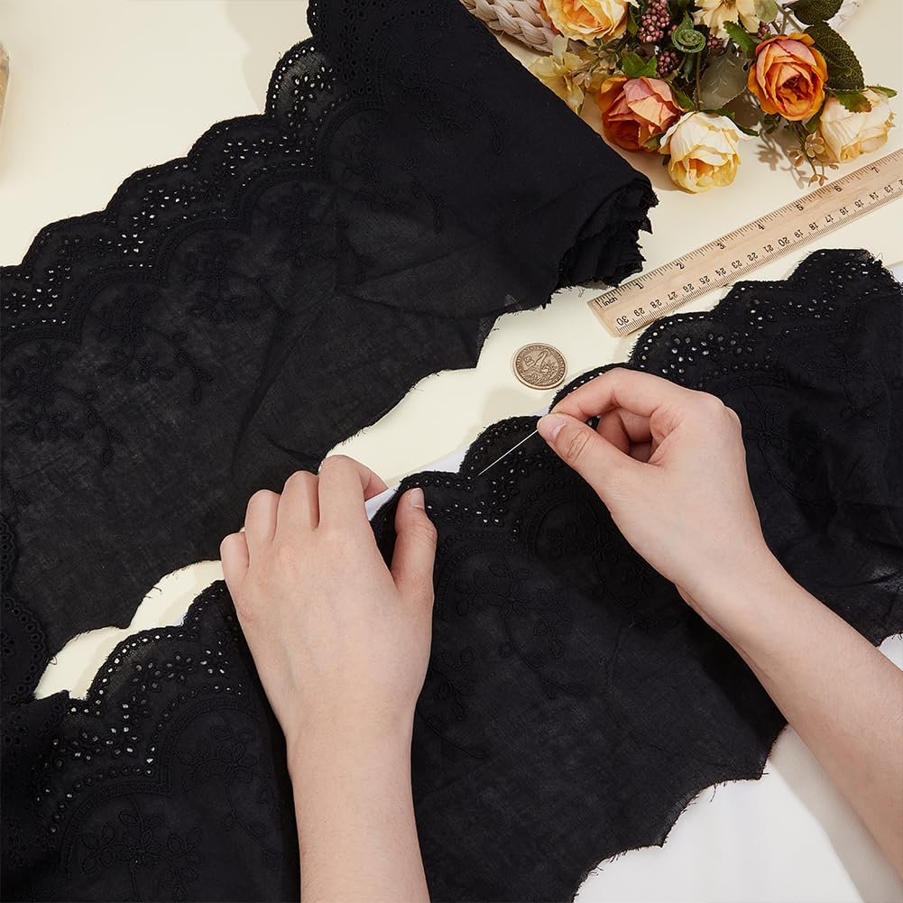 BENECREAT Dentelle Coton Bordure noire 4,6m x 20cm