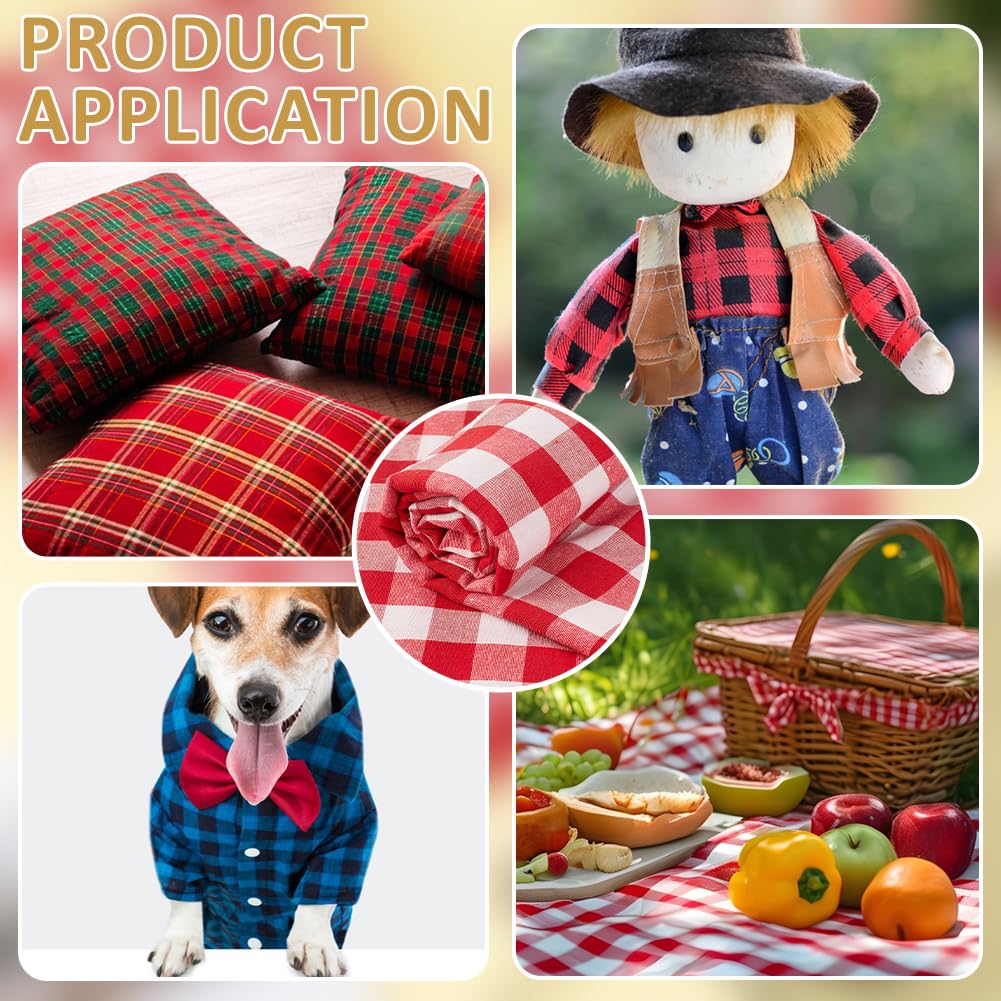BENECREAT Tissu Vichy Carreaux Rouge Tartan 150x300cm
