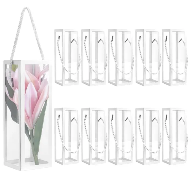 BENECREAT Boîte Cadeau Transparente 7x7x21cm Gainsboro Lot de 10