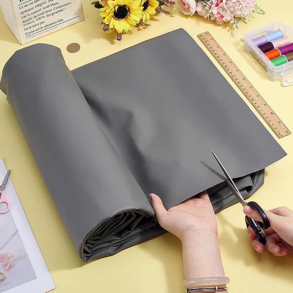 BENECREAT tissu vinyle gris 300x160cm similicuir PVC imperméable