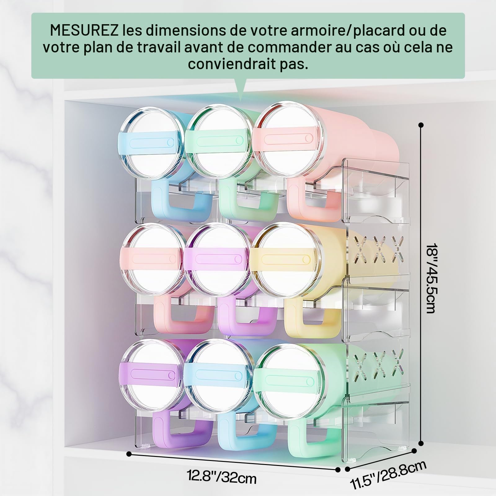 JYPS Porte-bouteilles empilable 3 niveaux 9 bouteilles transparent