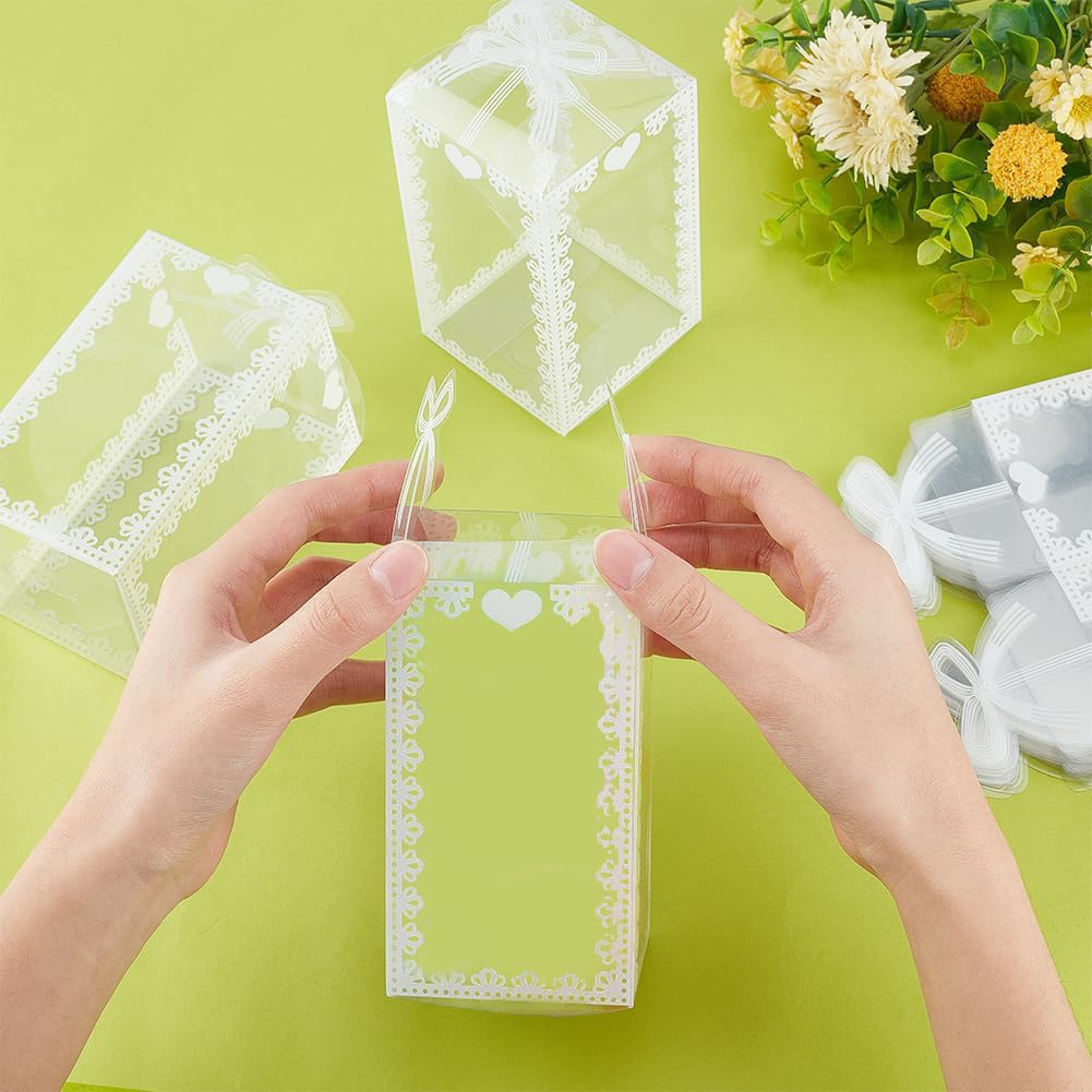 BENECREAT Boîtes Cadeaux Transparentes PVC 60pcs Nœud