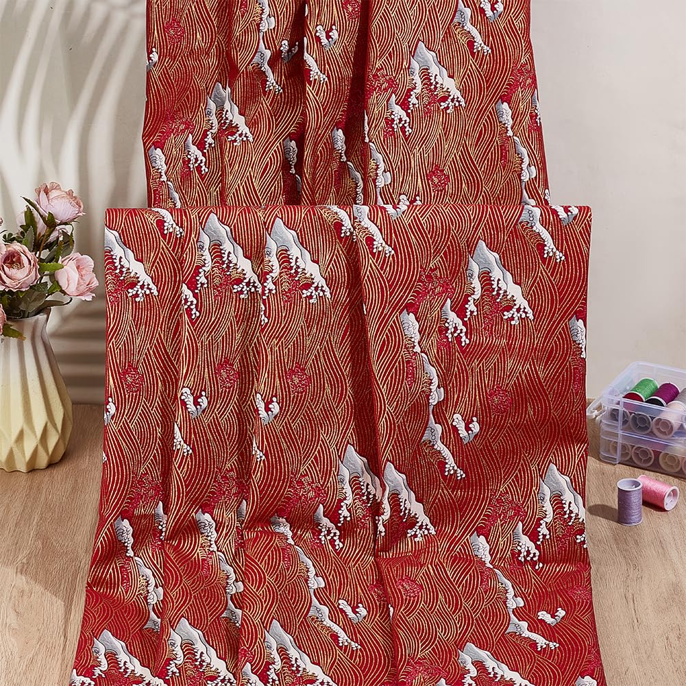 BENECREAT tissu coton japonais vagues rouge 1x1,5m
