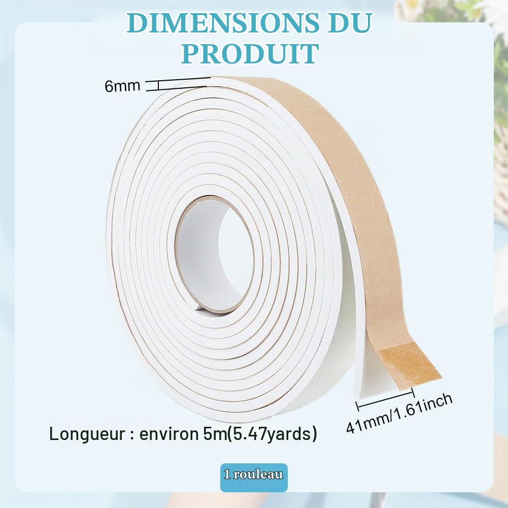 BENECREAT 40x6mm bande mousse étanchéité blanche 5m