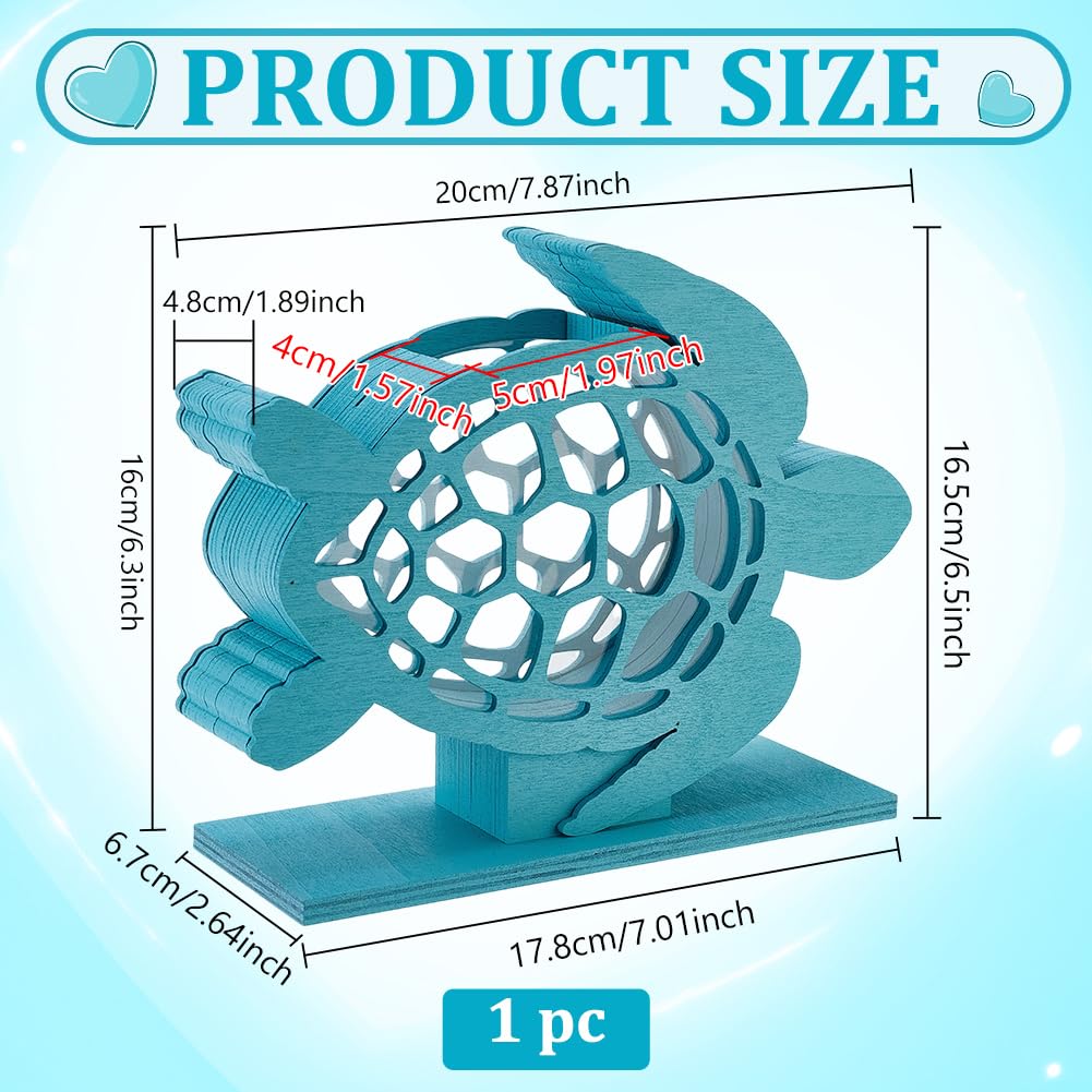 BENECREAT Boîte Coquillages Tortue Bleu Ciel Bois