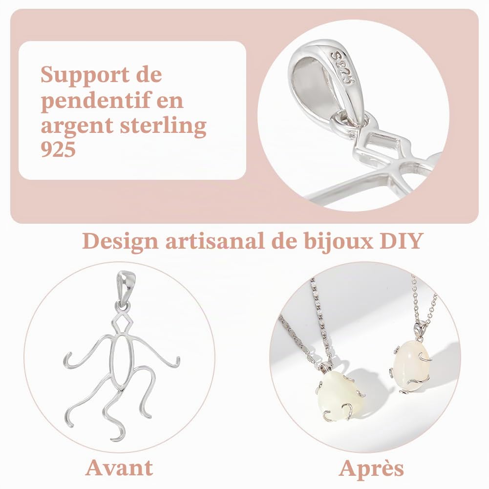 BENECREAT Monture Pendentif 5 Griffes Argent 925 25x24 mm 2 pcs