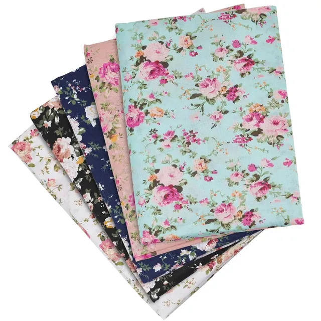 BENECREAT Tissu Polyester Floral 1x1.5m 5pcs Vintage