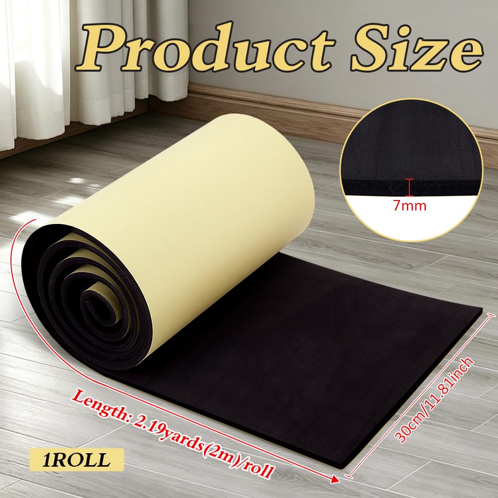 BENECREAT Rouleau Mousse EVA Adhésive Noire 2m 7mm