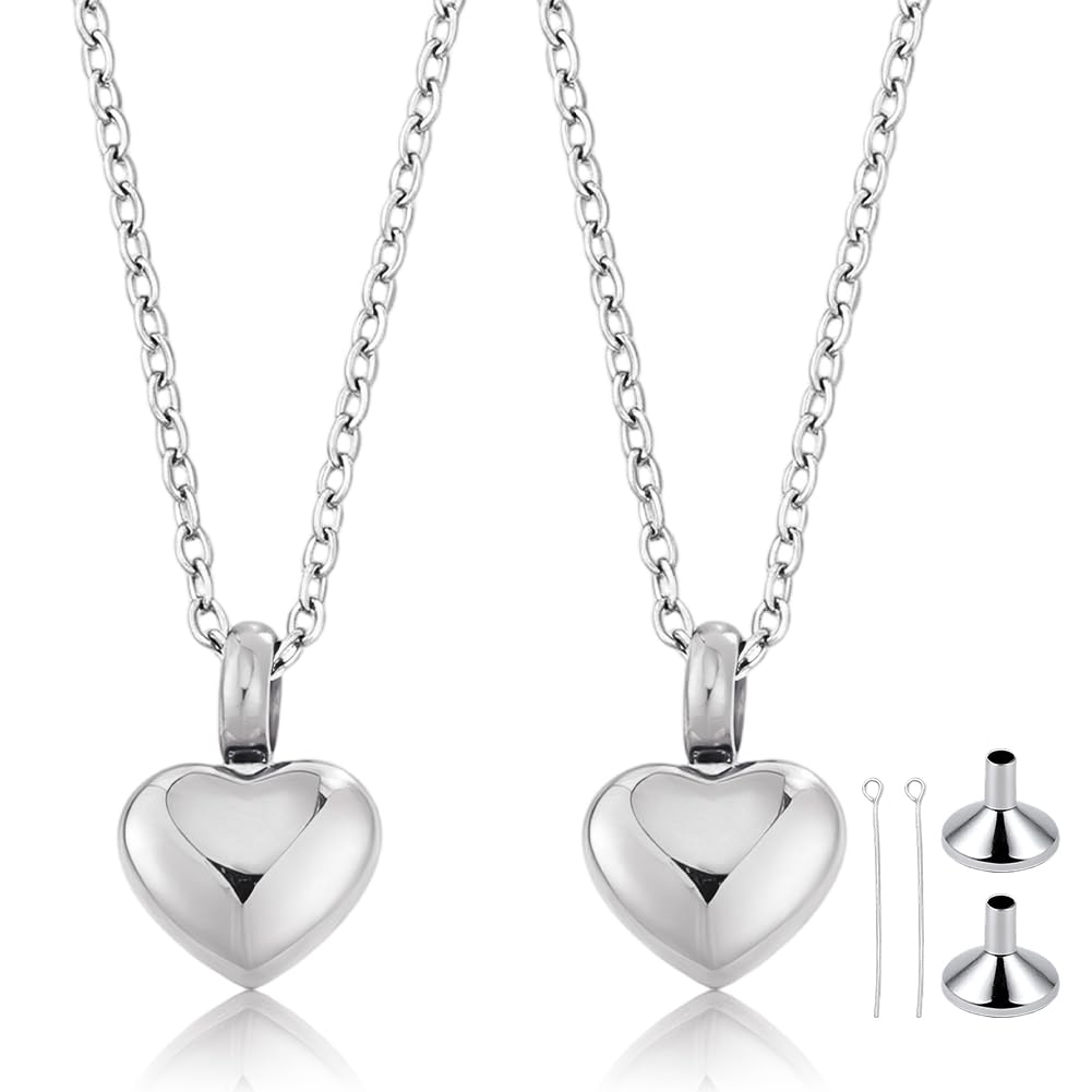 BENECREAT Pendentif Cœur Doré Médaillon Acier Lot de 2