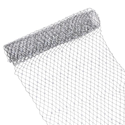 BENECREAT Tulle Filet Perles Noir 100x25cm Voile Mariage