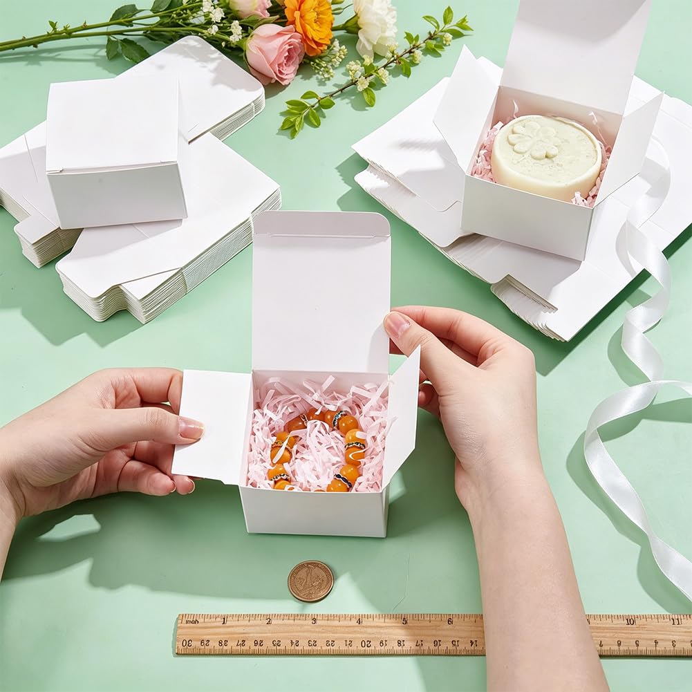 BENECREAT Boîtes Cadeau Blanches 8,1 cm 100 pcs à plier