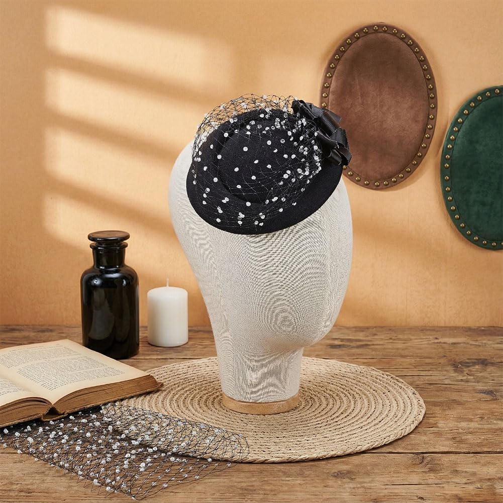 BENECREAT Tulle Filet Perles Noir 100x25cm Voile Mariage