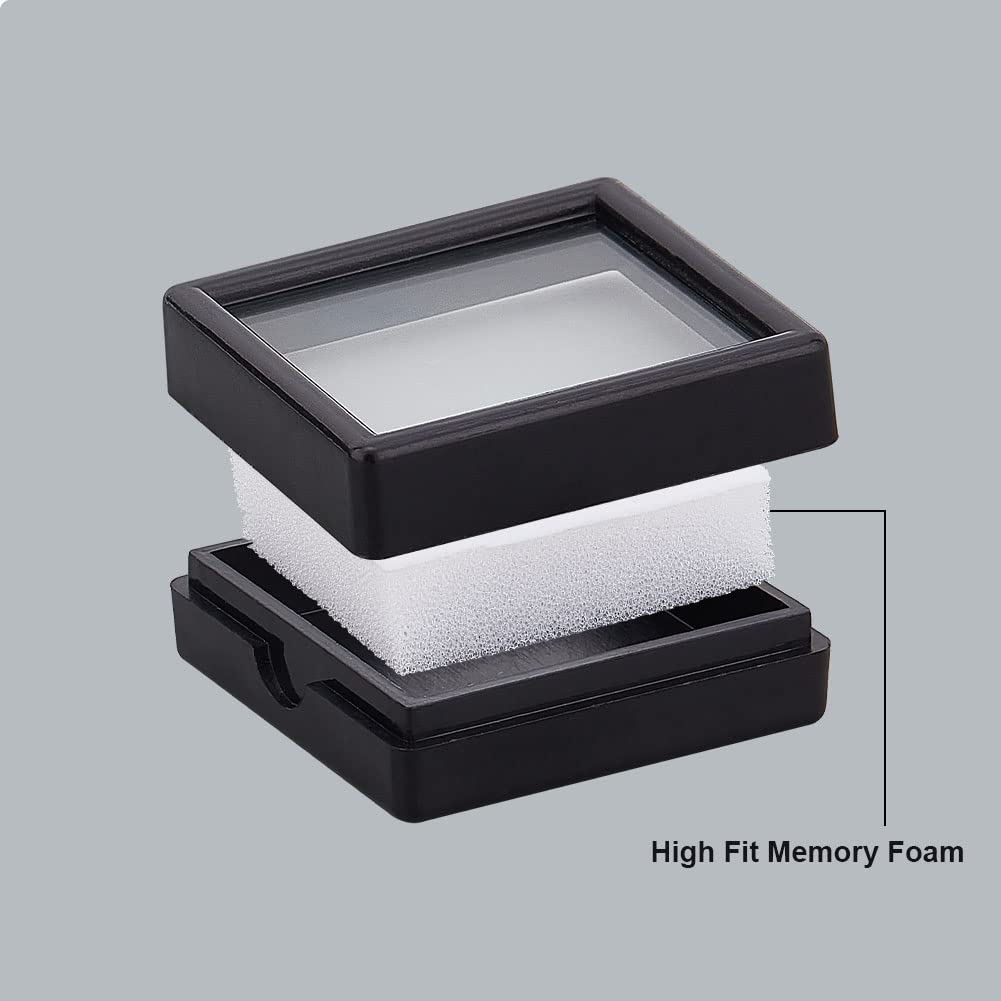 BENECREAT Boîte pierres précieuses noire 10 pcs couvercle transparent