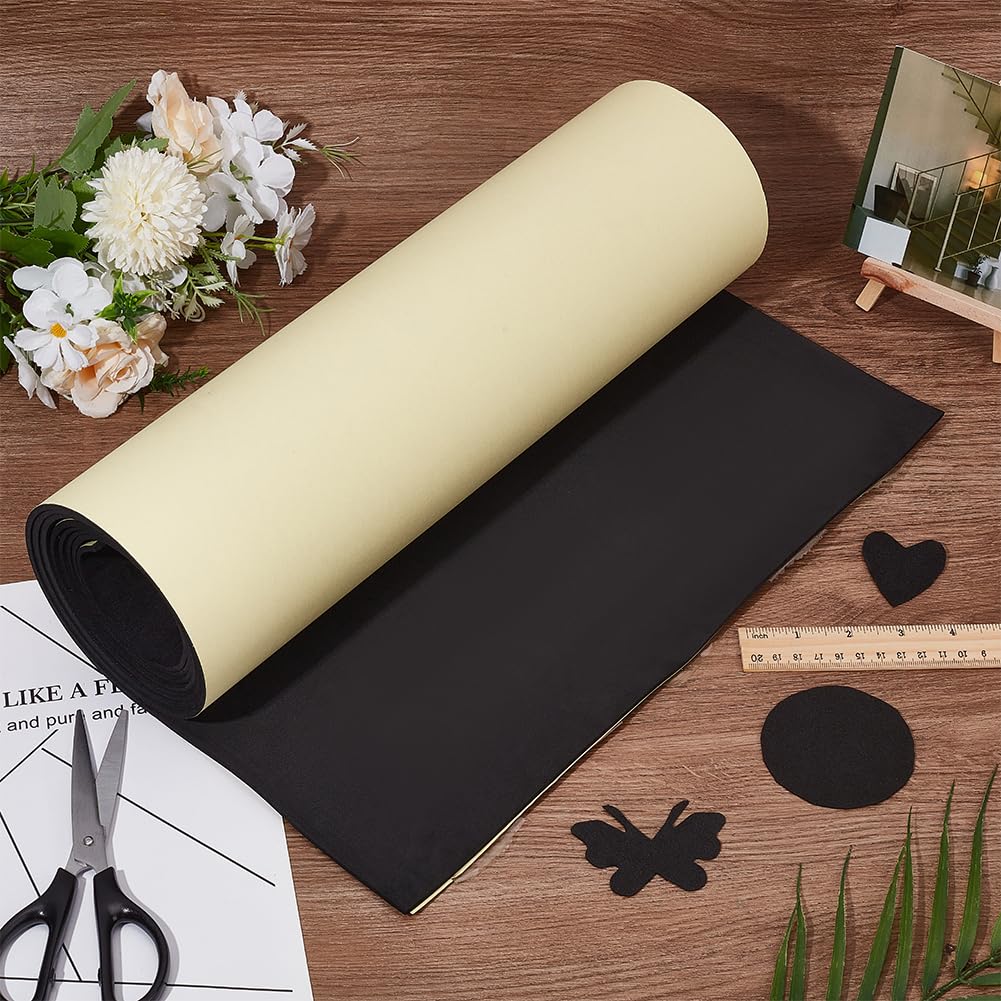 BENECREAT Rouleau Mousse EVA Adhésive Noire 2m x 40cm 2mm