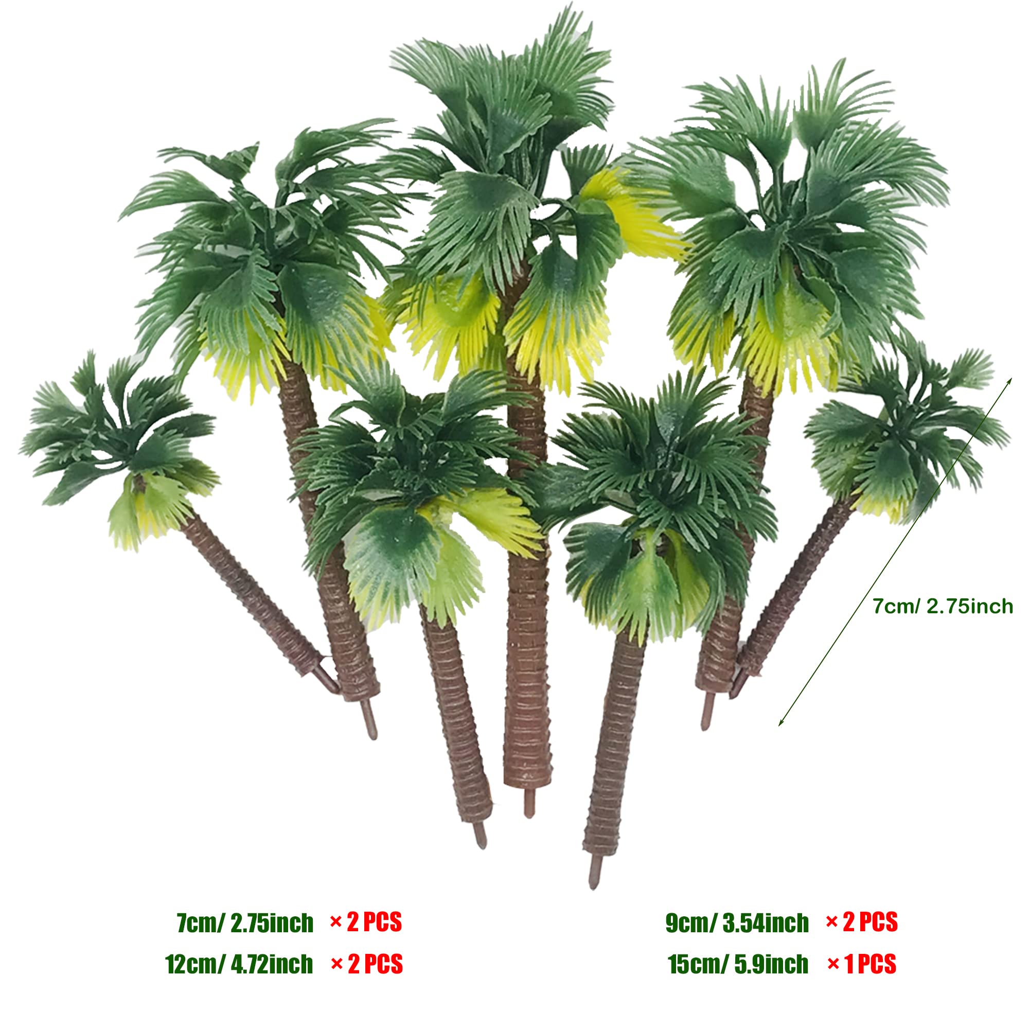 Cayway 34 Palmiers Miniature Plastique Vert 4,2-17 cm