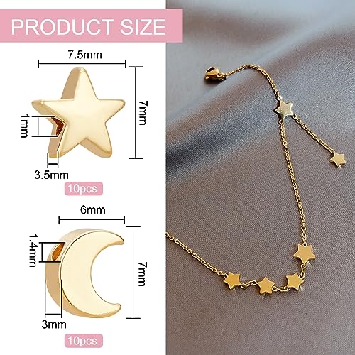 BENECREAT Perles plaqué or 18K lune étoile 20 pcs