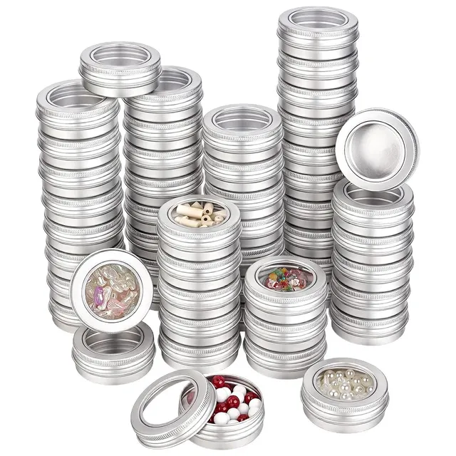 BENECREAT 50 boîtes alu platine 30ml couvercle fenêtre