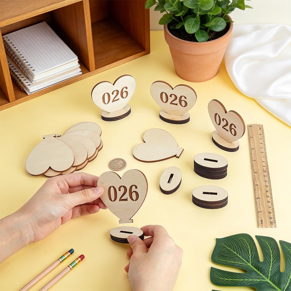 BENECREAT Marque-places bois cœur 20 pcs 75 mm mariage