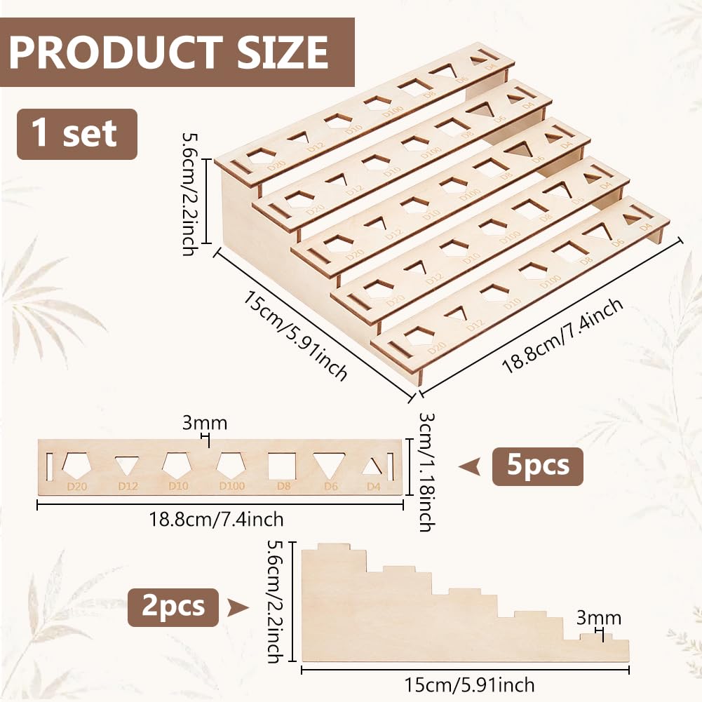 BENECREAT porte-dés bois 5 niveaux amande 18.8x15cm 35pcs