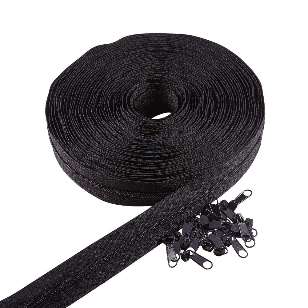 BENECREAT Fermeture Éclair Nylon Noire 9,1 m #5 Dents