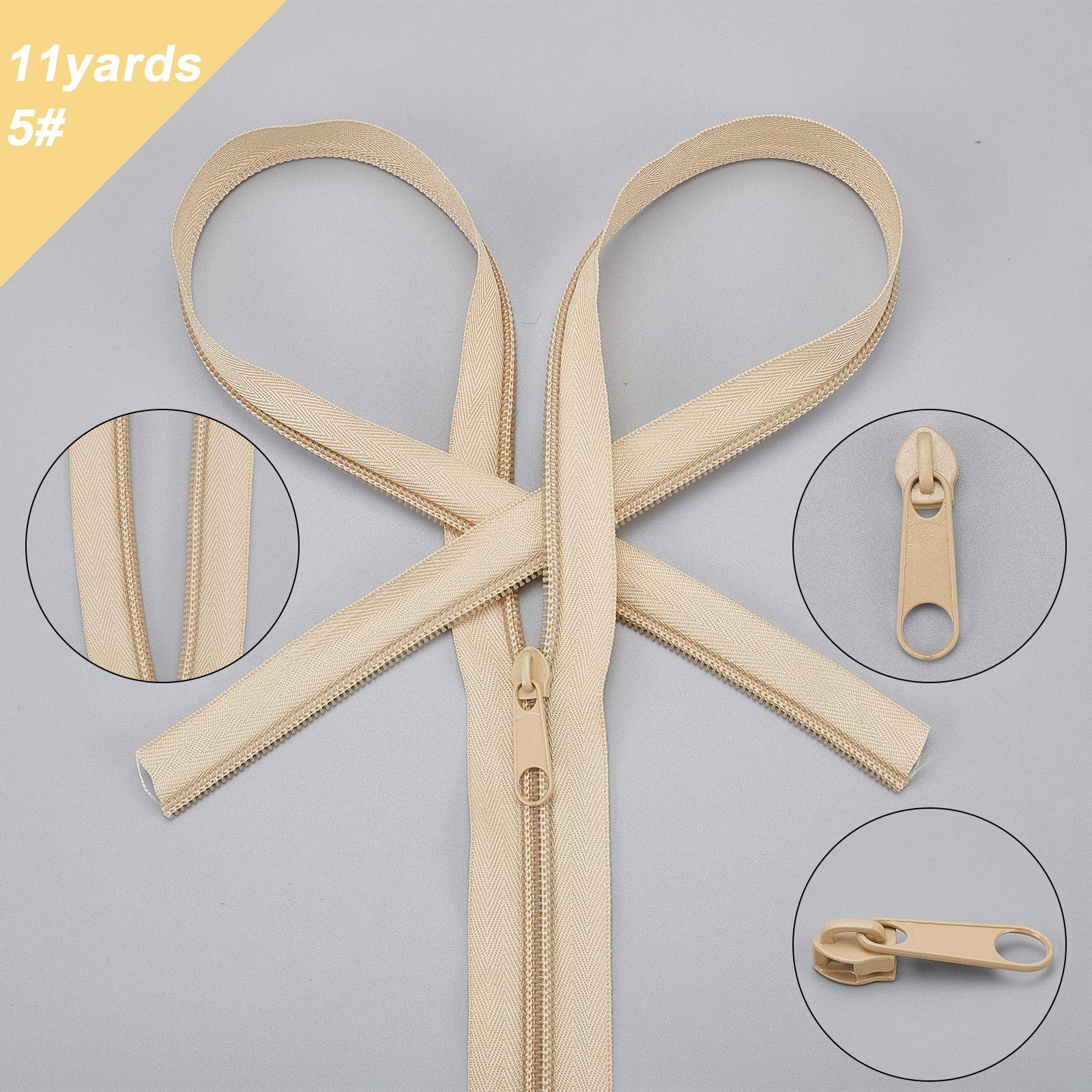 BENECREAT fermeture éclair nylon #5 bois bohu 10 m +20 curseurs