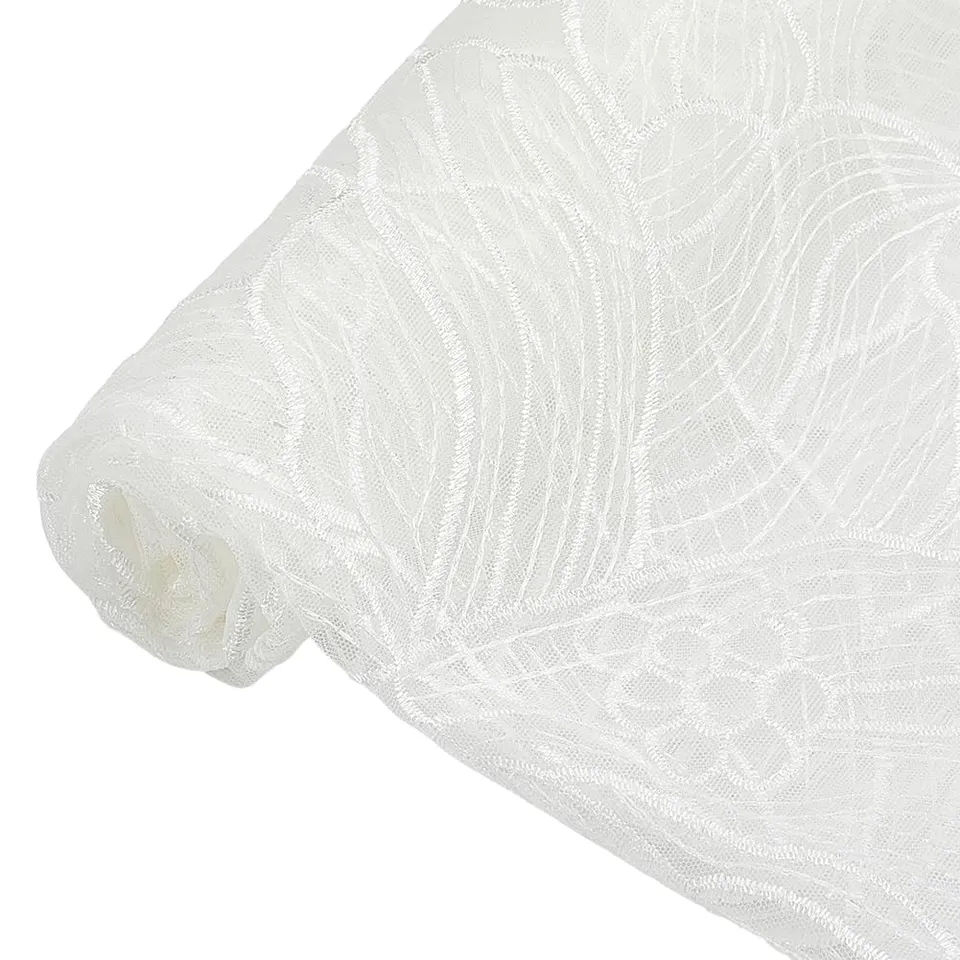 BENECREAT Tissu Dentelle Florale Blanc 90x164 cm Tulle