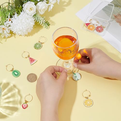 BENECREAT Breloque Verre à Vin Émail Fruits 44mm x9
