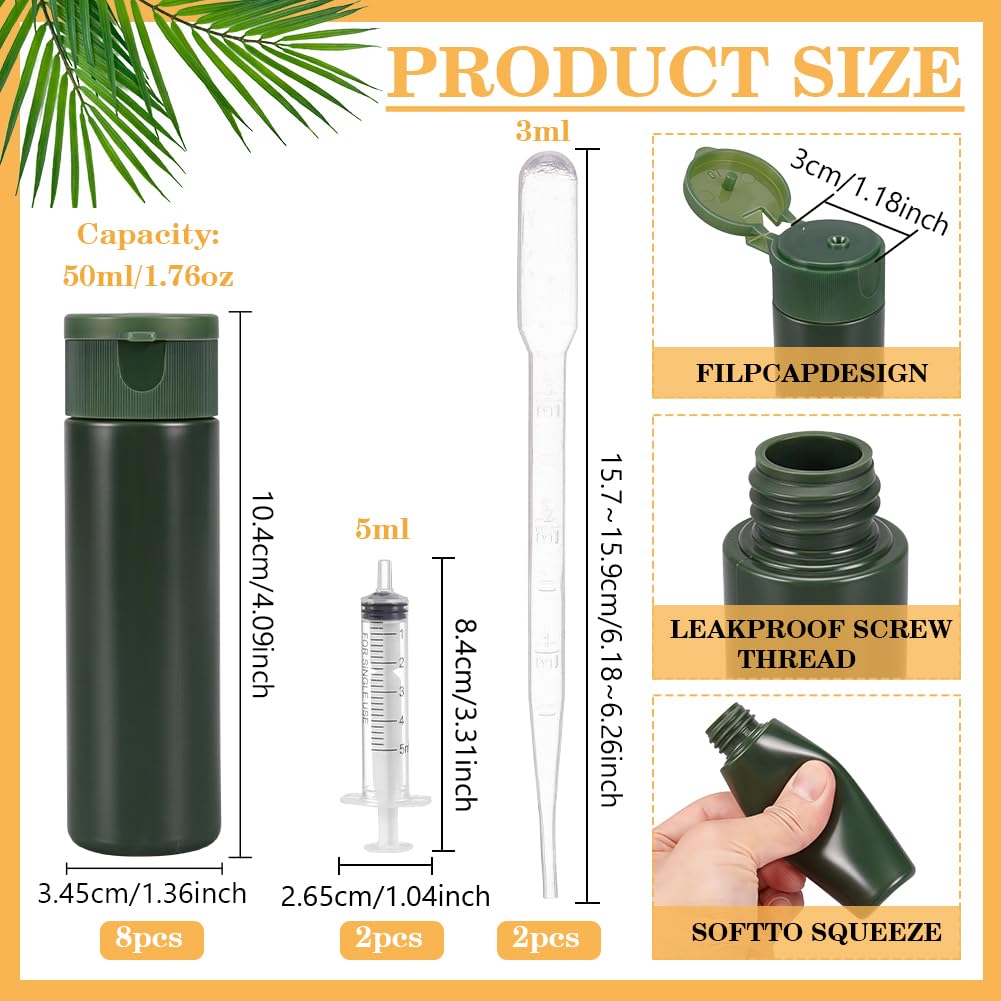 BENECREAT Flacons Voyage 50ml Vert Foncé x8 + accessoires