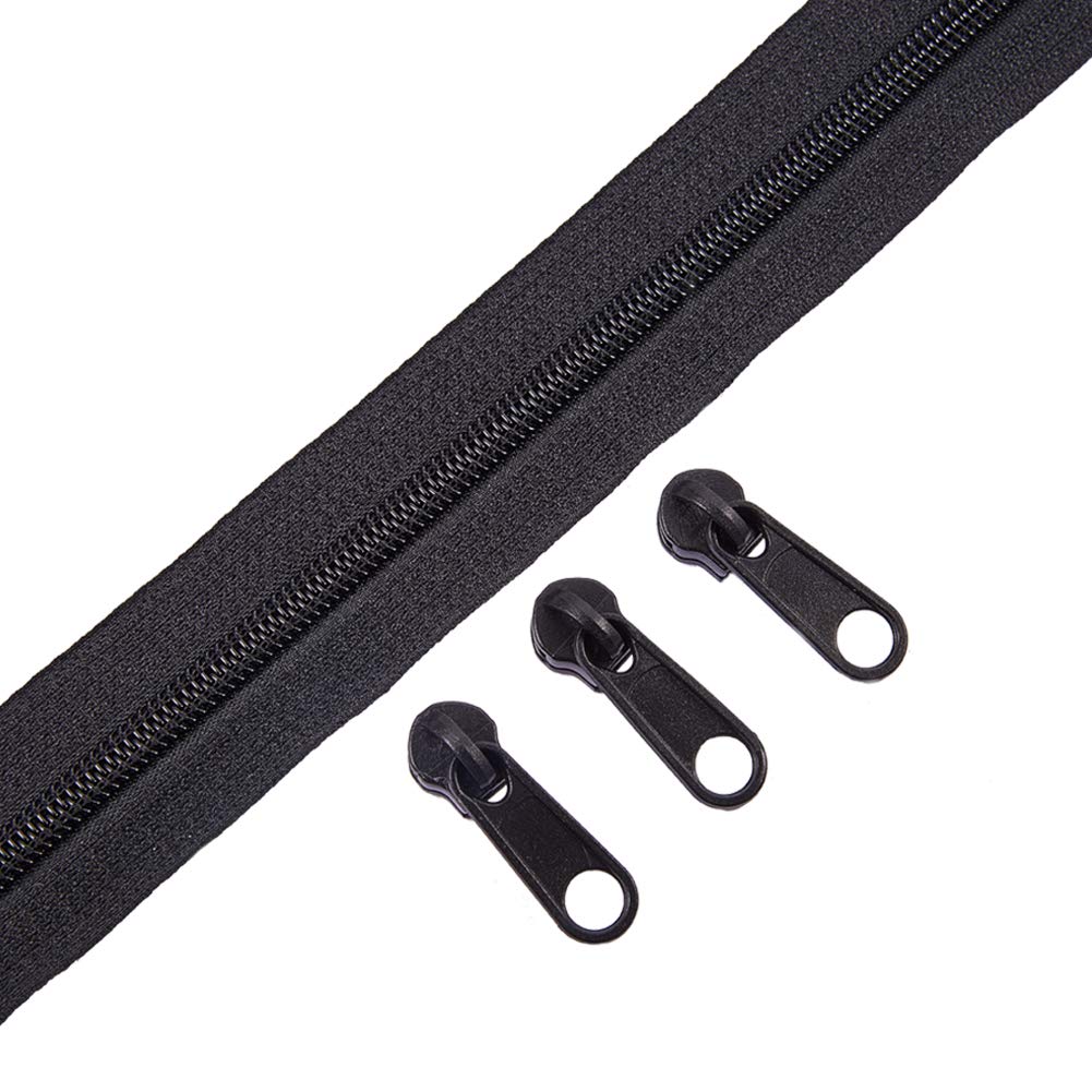 BENECREAT kit réparation fermeture éclair noir 20 curseurs + 10 m