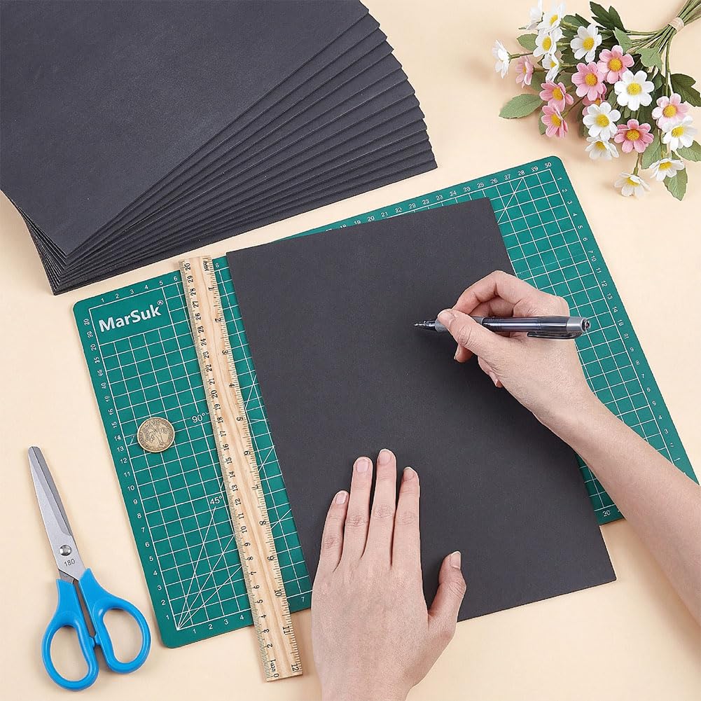 BENECREAT feuilles mousse PVC noires 30x20cm lot 15