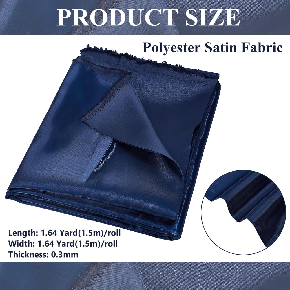 BENECREAT Tissu Satin Bleu Nuit 1,5x1,5m Polyester