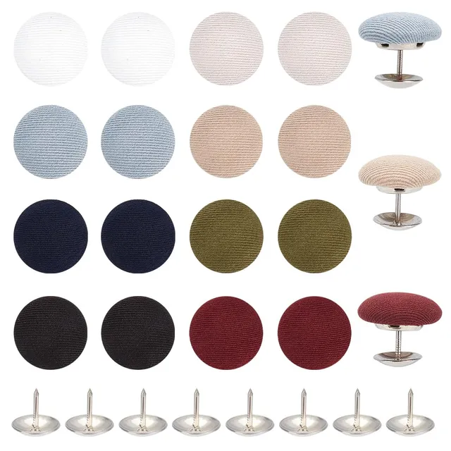 BENECREAT Boutons Ronds Tissu 17mm 8 Couleurs 32 pcs